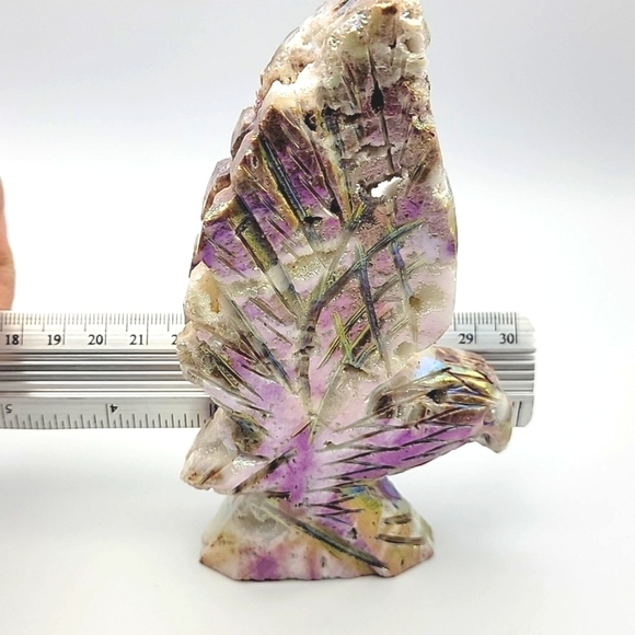 320g Aura Sphalerite Eagle Natural Gemstone Crystal Druzy Handmade Figurine - Picture 8 of 16